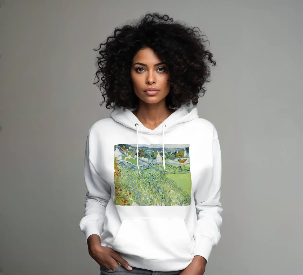 Vigneti ad Auvers di Vincent van Gogh (1890) felpa con cappuccio da Van Gogh Prints