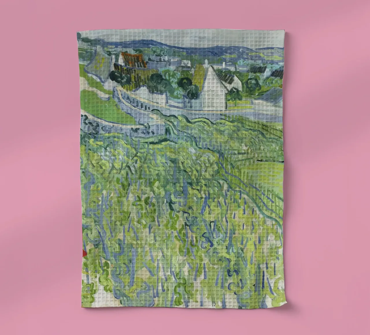 Vincent van Gogh's Vineyards at Auvers (1890) tea towel by Van Gogh Prints