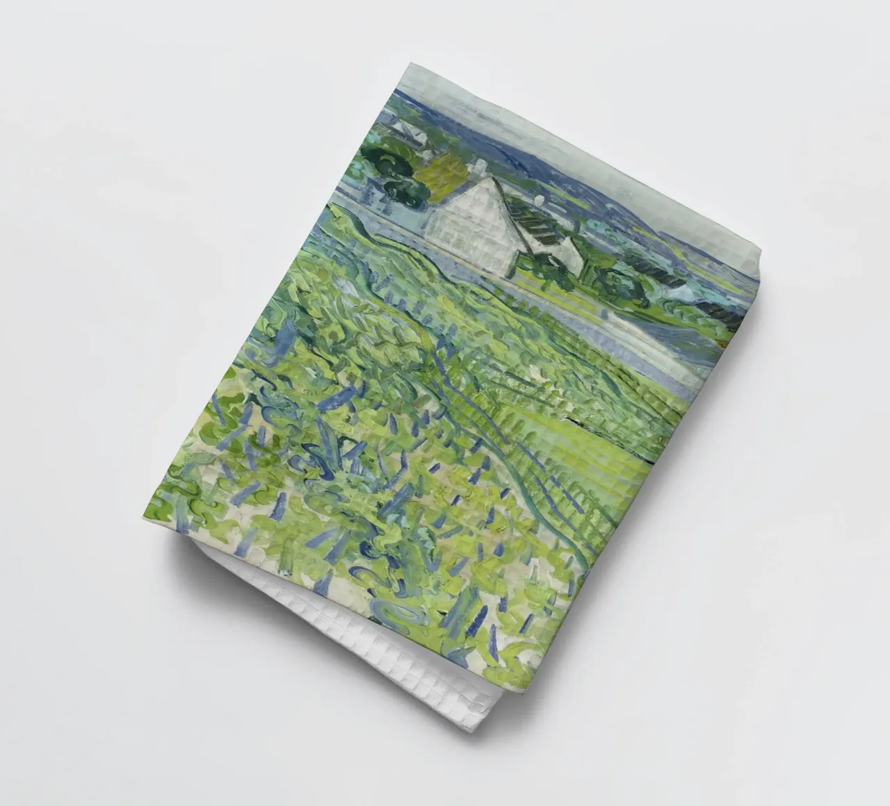 Vincent van Gogh's Vineyards at Auvers (1890) tea towel by Van Gogh Prints