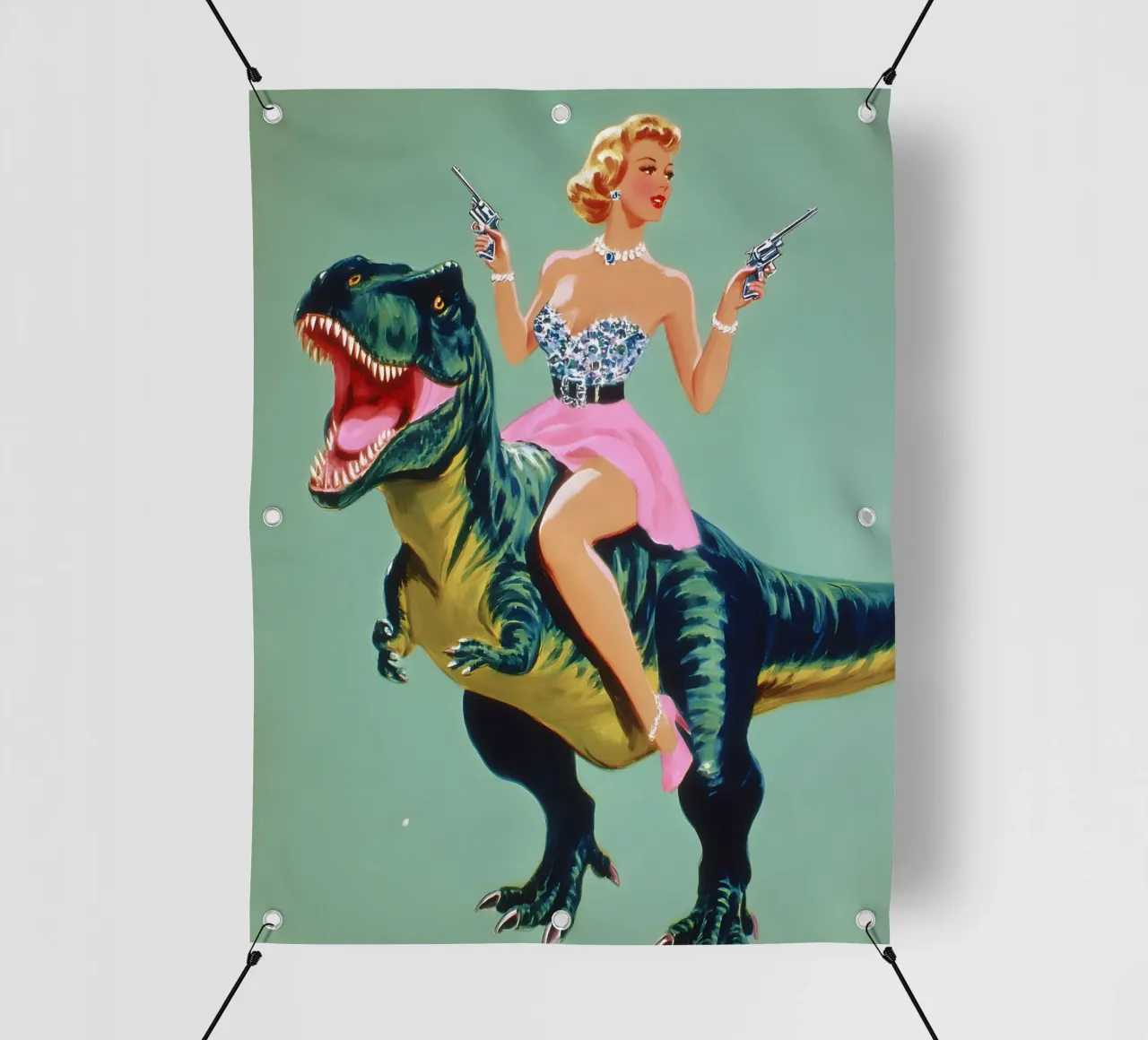 Riding the T-Rex telo in pvc da Gypsy Galleria