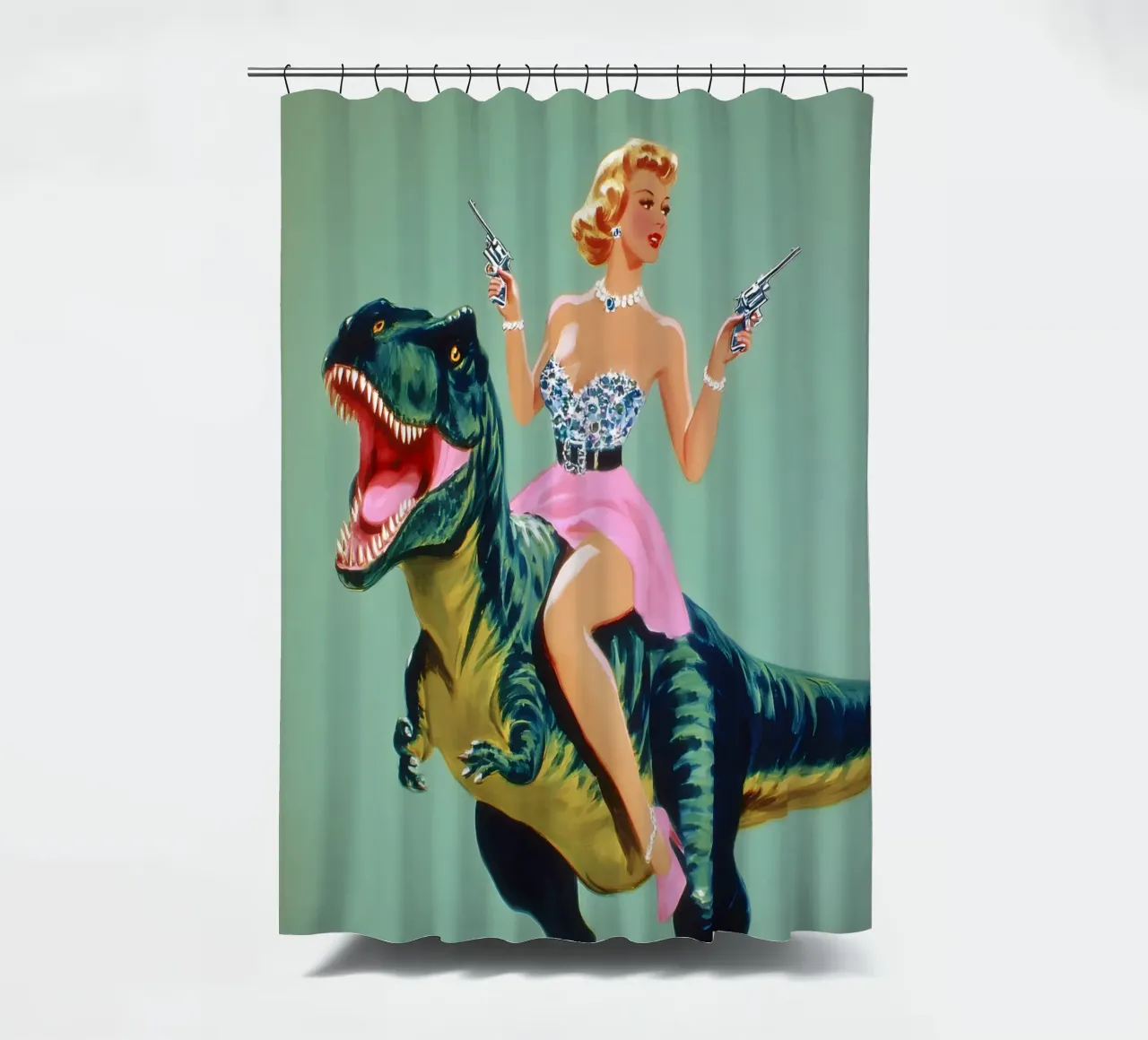 Riding the T-Rex tenda da doccia da Gypsy Galleria