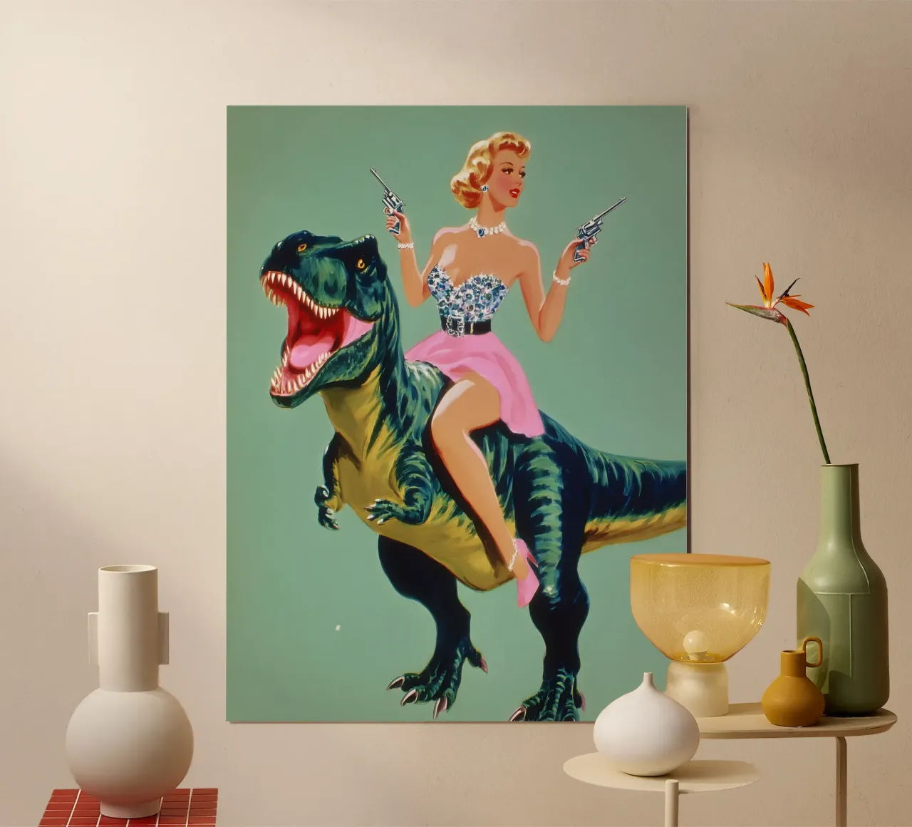Riding the T-Rex carta hahnemühle da Gypsy Galleria