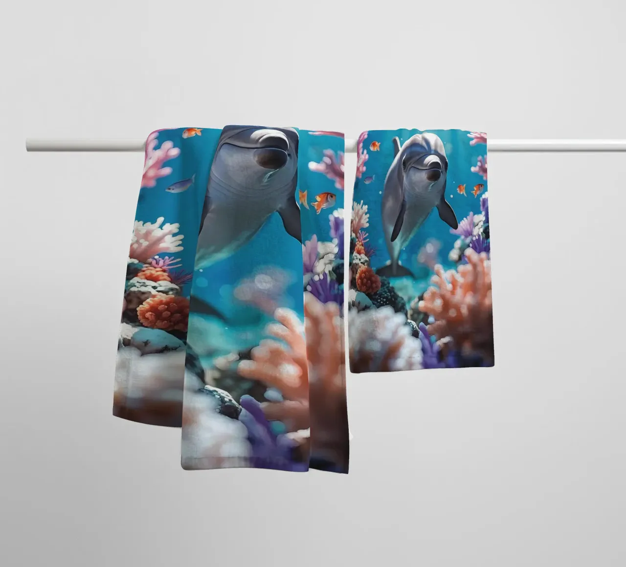 Delfín mular | Alegría entre las olas (1) toalla de baño de Trinkets NL Design Studio