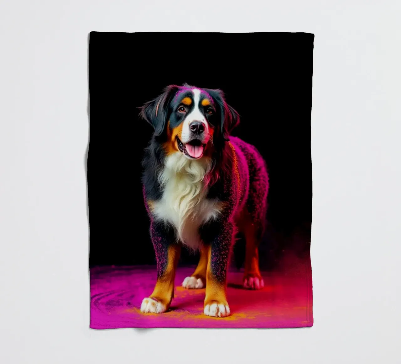 De kleurrijke Berner Sennenhond #157 fleecedeken van Yumis.Beargang.and.Me