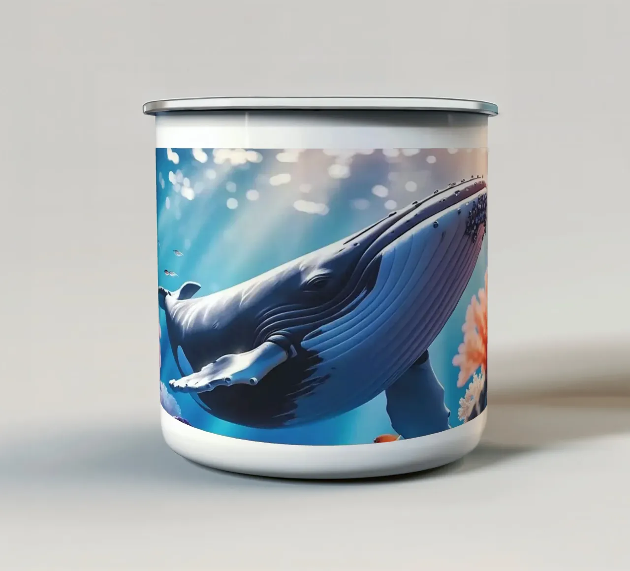 Bultrug | Langs het Koraalrif (1) emaille mok van Trinkets NL Design Studio