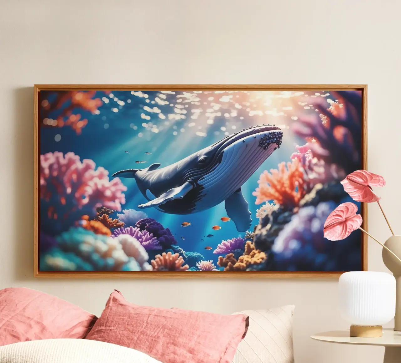 🪸🐳 Bultrug | Langs het Koraalrif (1) canvas met Baklijst van Trinkets NL Design Studio
