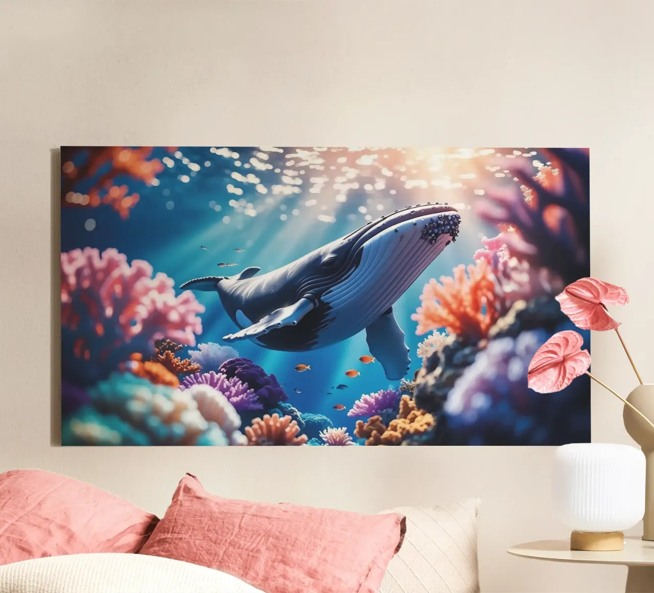 🪸🐳 Bultrug | Langs het Koraalrif (1) canvas met Baklijst van Trinkets NL Design Studio