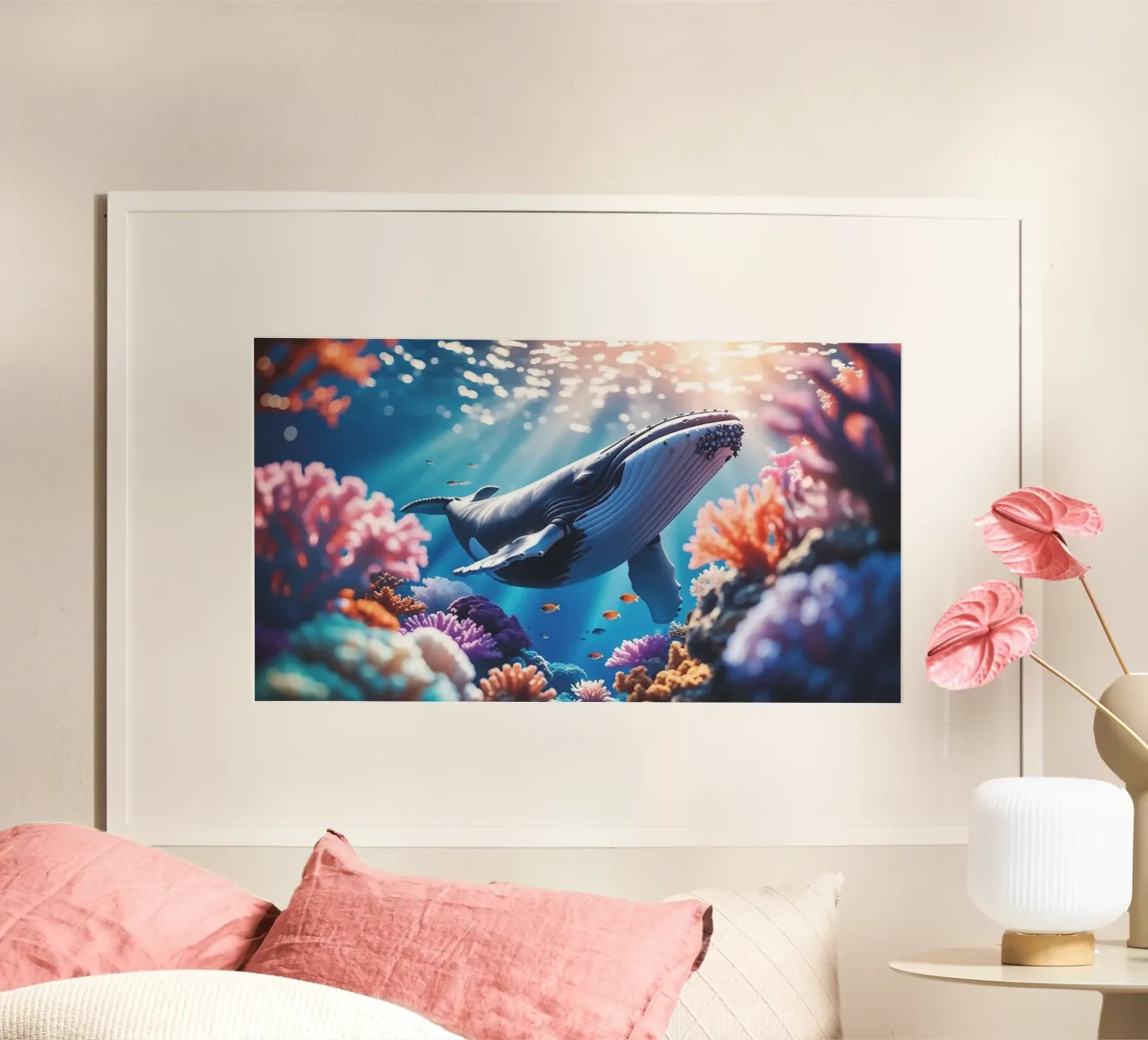 🪸🐳 Megattera lungo la barriera corallina (1) carta hahnemühle da Trinkets NL Design Studio