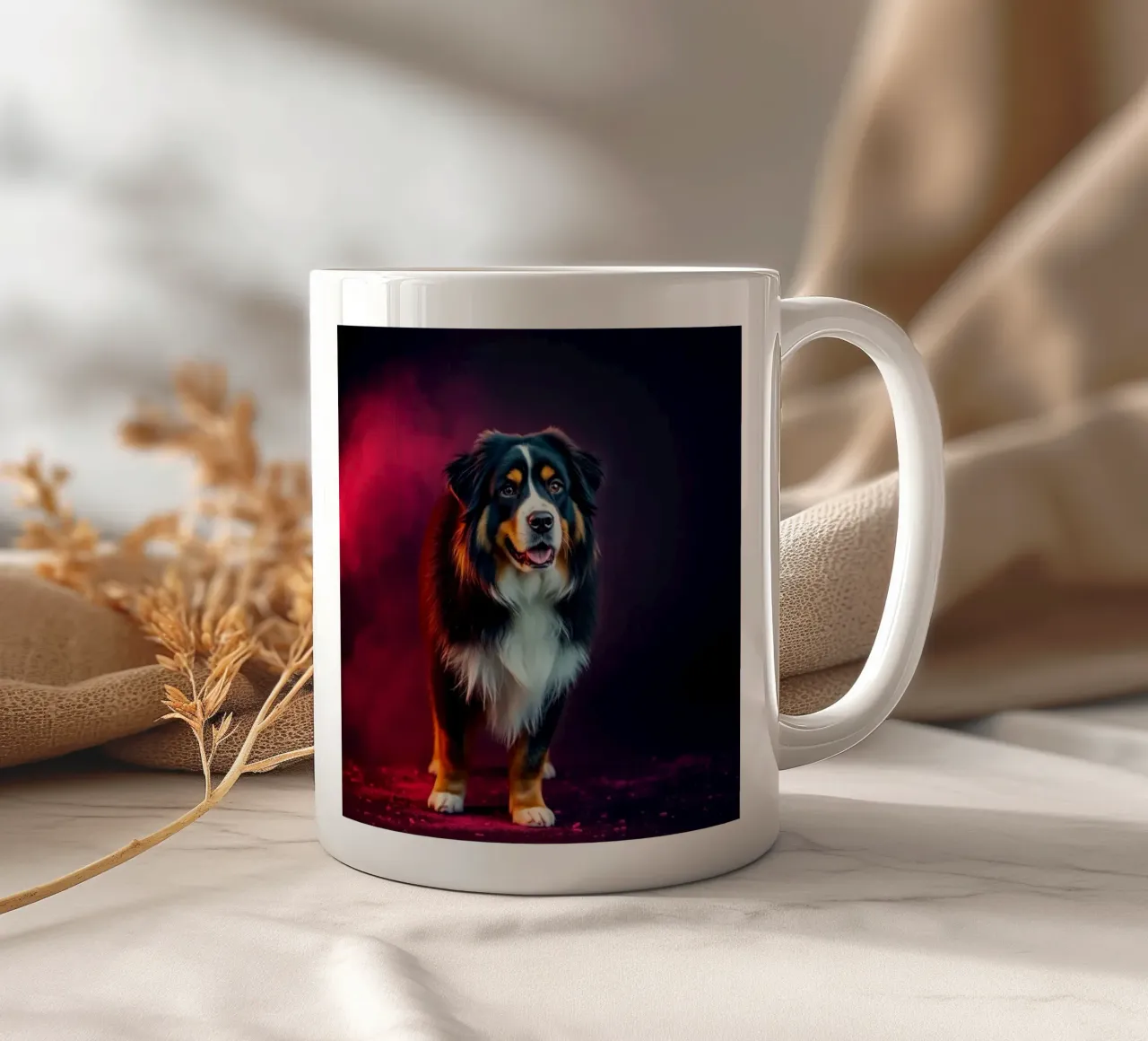 The colorful Bernese Mountain Dog #158 ceramic mug by Yumis.Beargang.and.Me