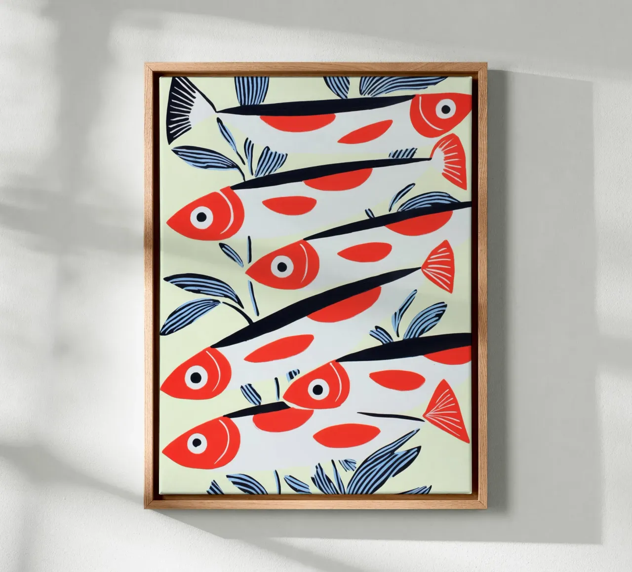 Red fish pattern | Scandinavian design canvas by Autofocus