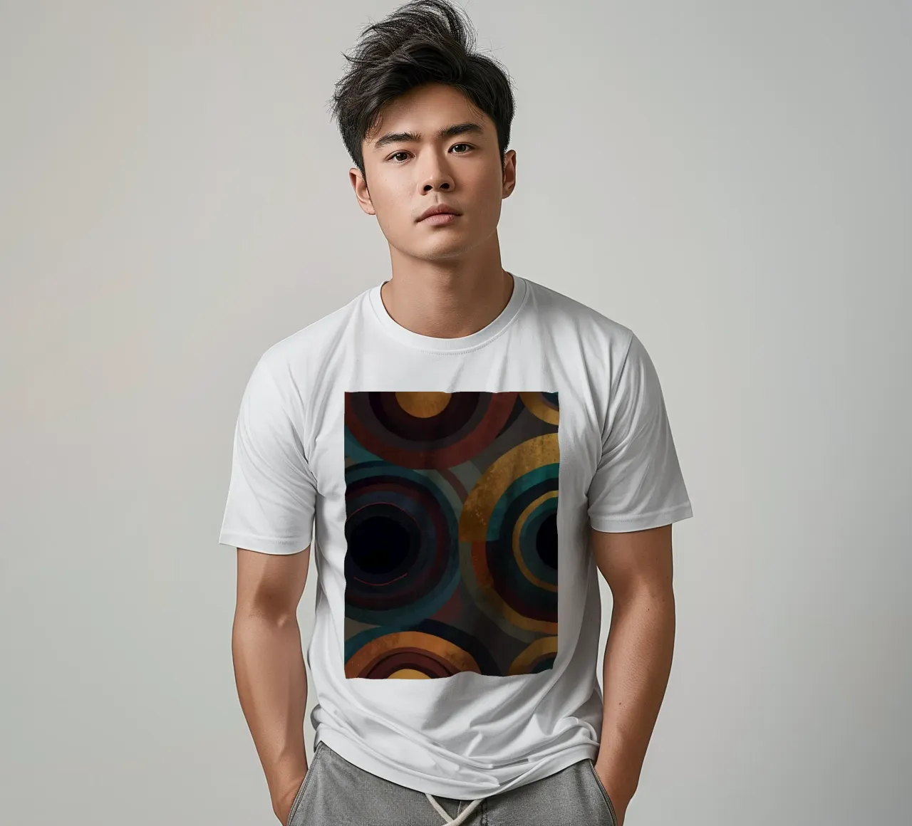 geometric circles in vibrant patterns create a striking visu t-shirt by DesignDoodle