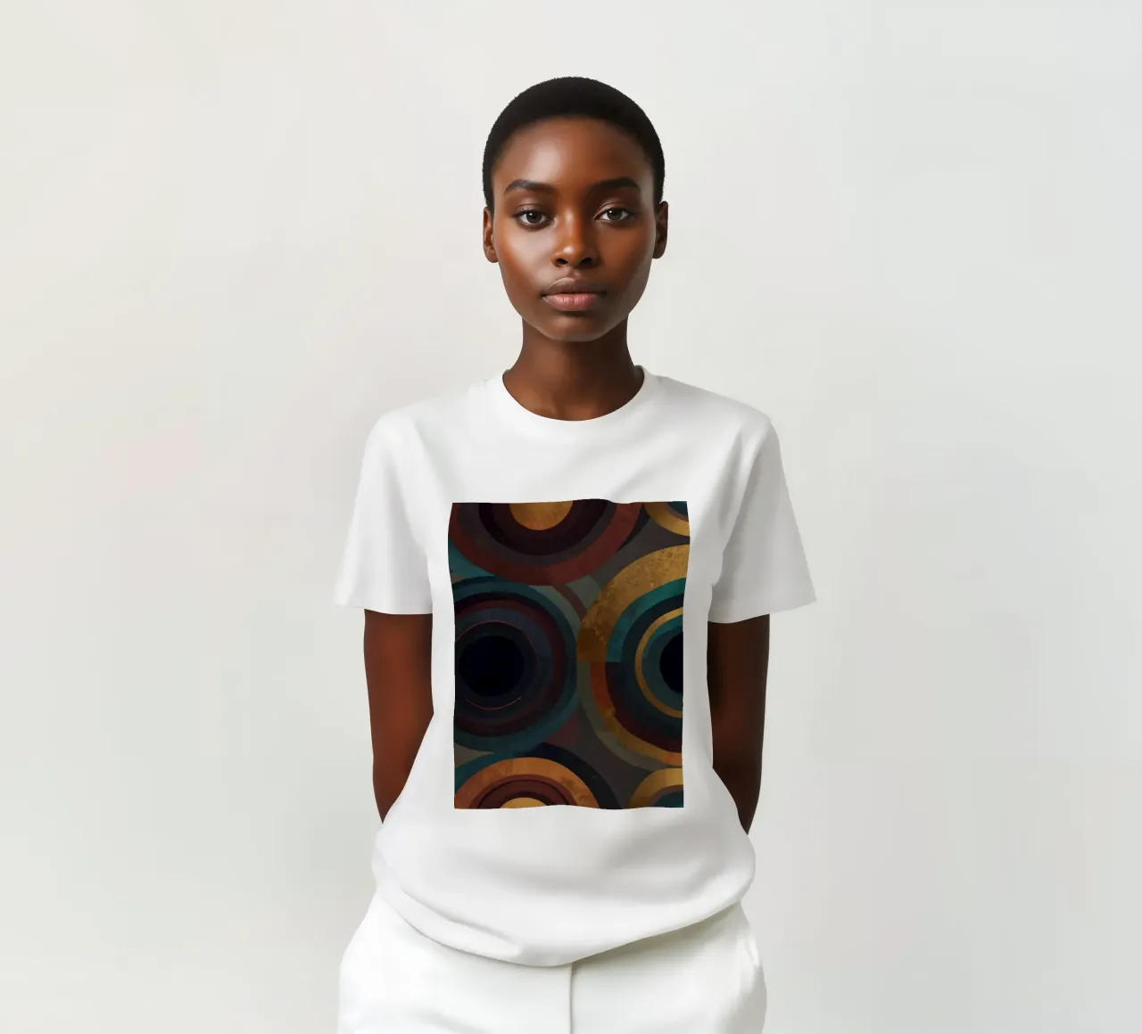 geometric circles in vibrant patterns create a striking visu t-shirt by DesignDoodle