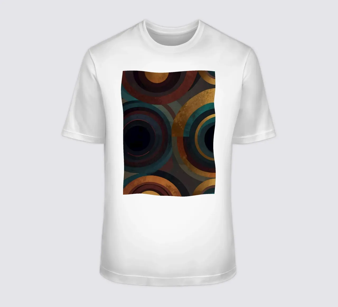 geometric circles in vibrant patterns create a striking visu t-shirt by DesignDoodle
