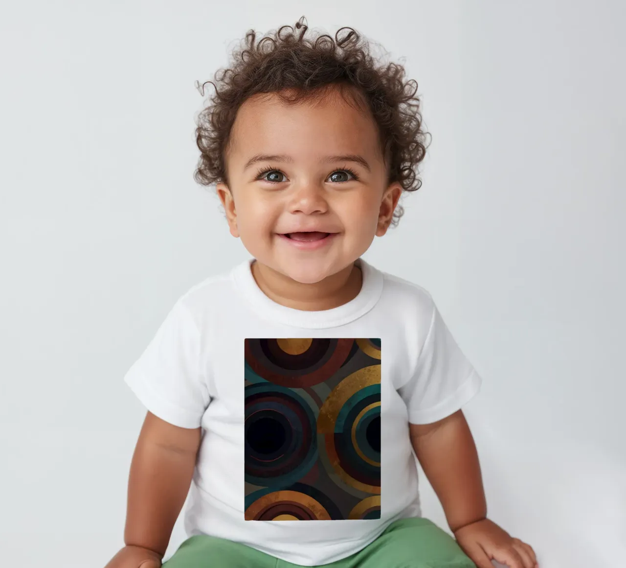 geometric circles in vibrant patterns create a striking visu baby t-shirt by DesignDoodle