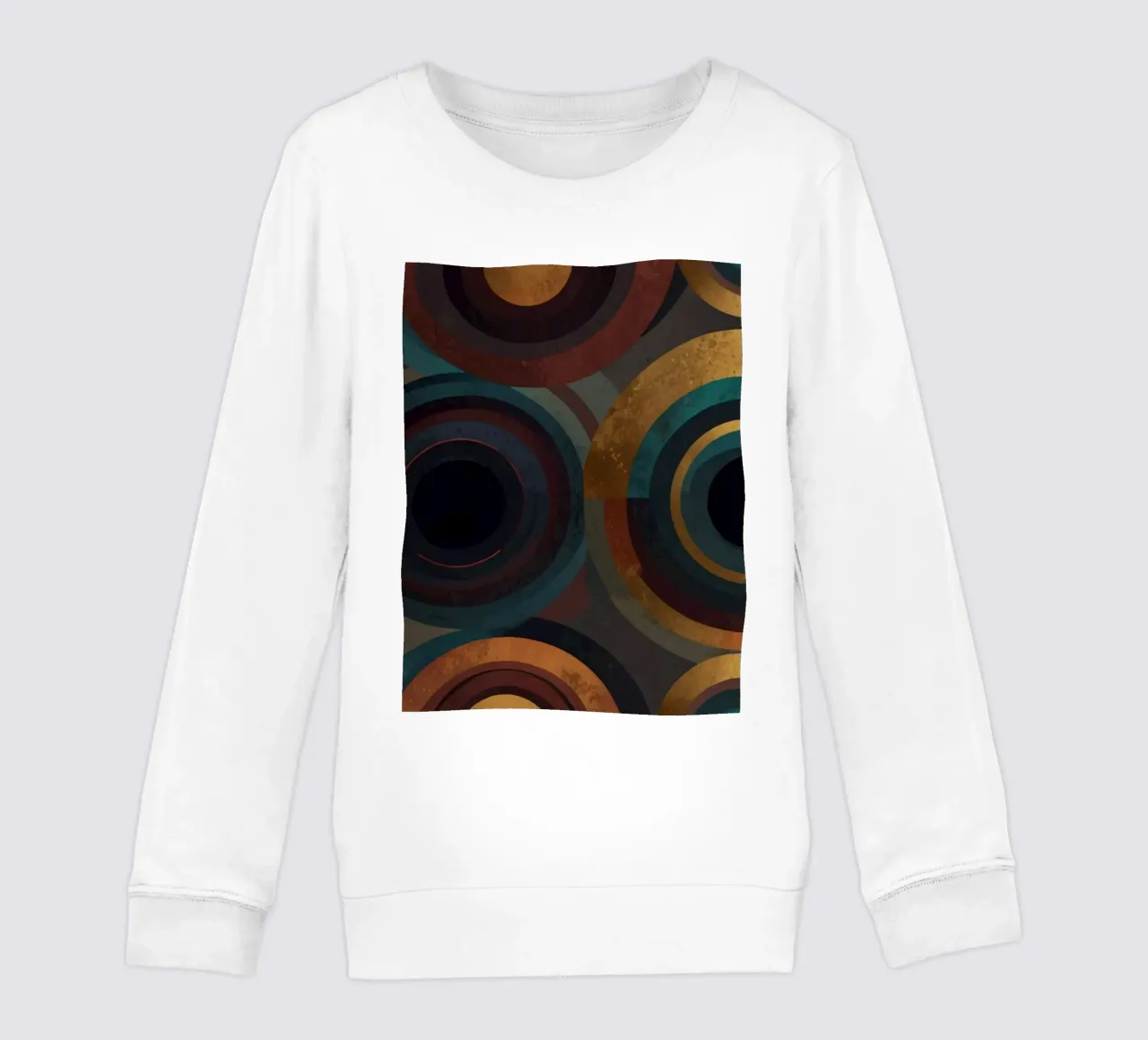 geometric circles in vibrant patterns create a striking visu kids sweatshirt by DesignDoodle