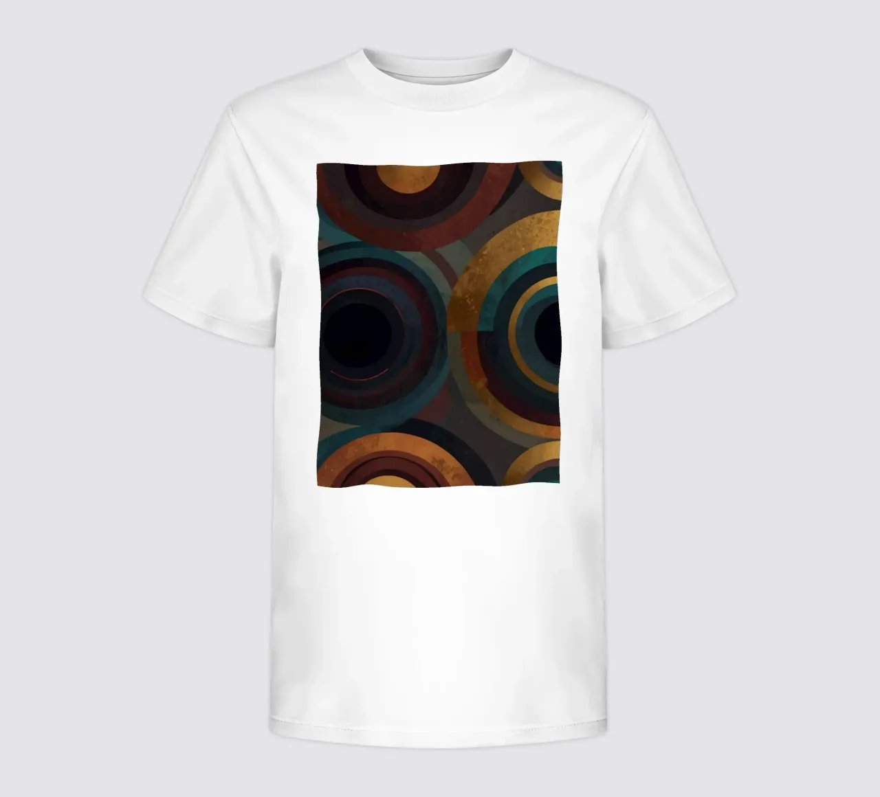 geometric circles in vibrant patterns create a striking visu kids t-shirt by DesignDoodle