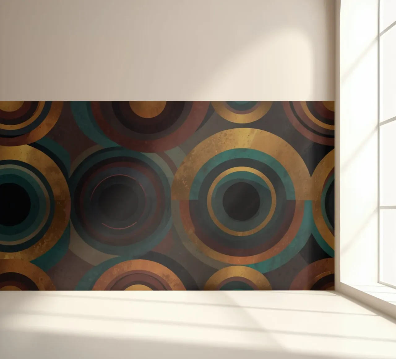 geometric circles in vibrant patterns create a striking visu photo wallpaper by DesignDoodle