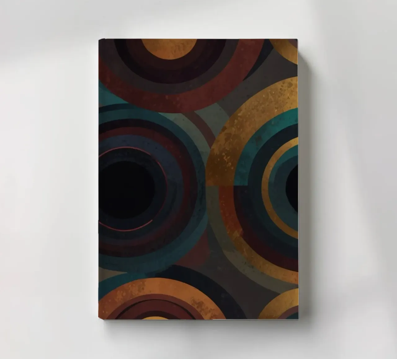 geometrische Kreise in lebendigen Mustern sorgen für ein markantes Visu Notizbuch von DesignDoodle