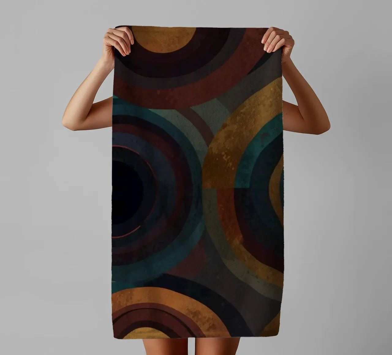 geometric circles in vibrant patterns create a striking visu towel by DesignDoodle
