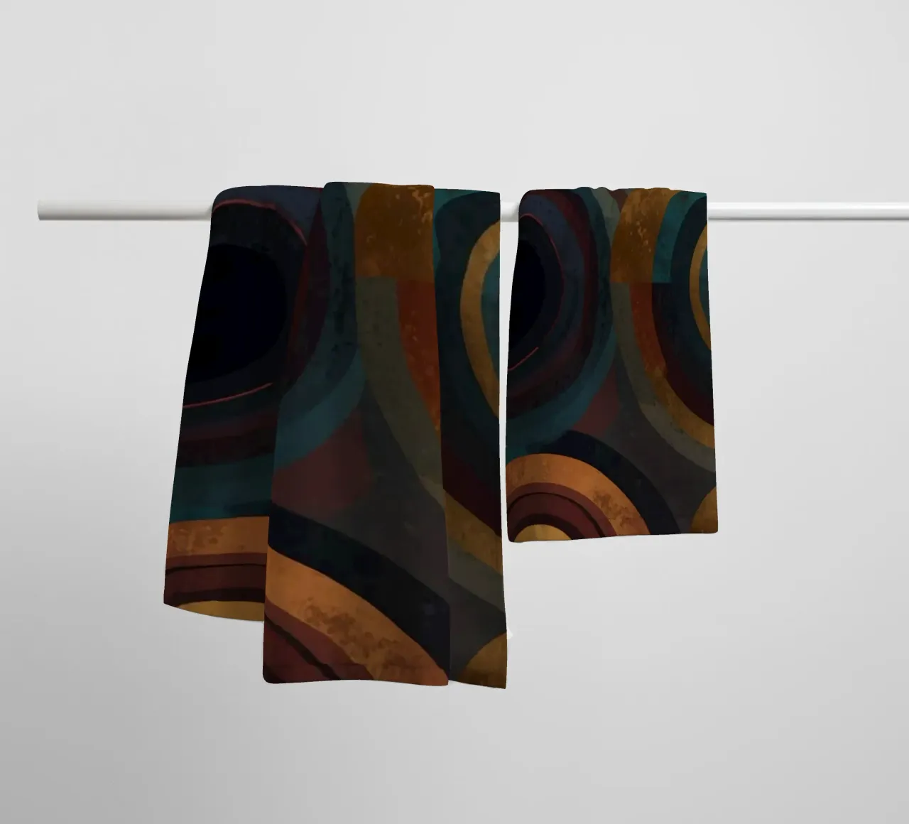 I cerchi geometrici con motivi vivaci creano un'immagine di grande effetto. asciugamano da bagno da DesignDoodle