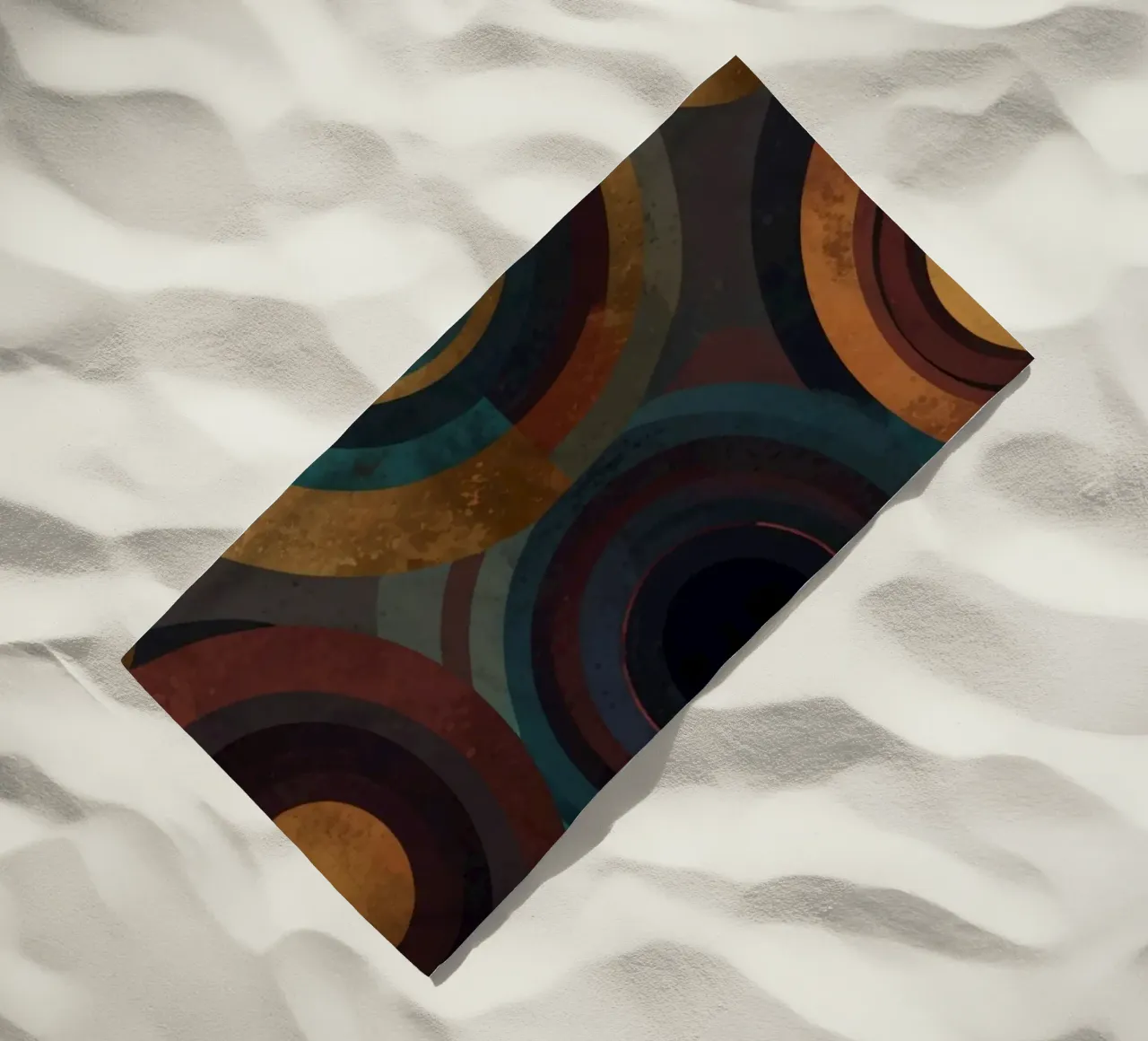 geometric circles in vibrant patterns create a striking visu beach towel by DesignDoodle