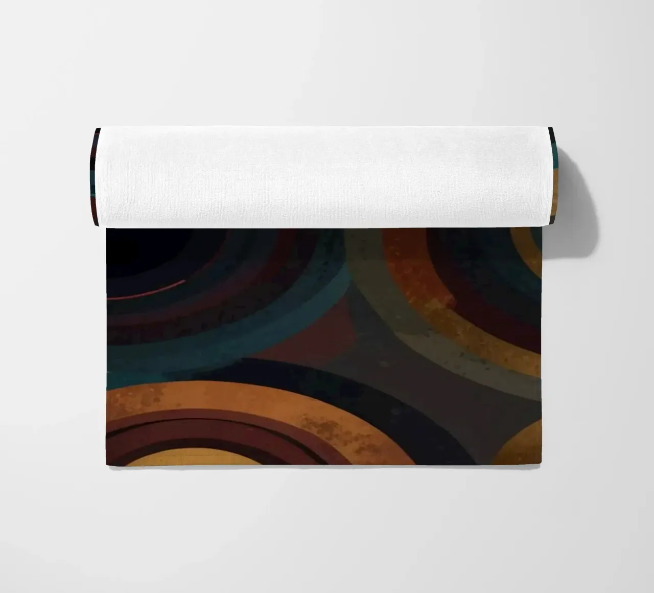 geometric circles in vibrant patterns create a striking visu beach towel by DesignDoodle