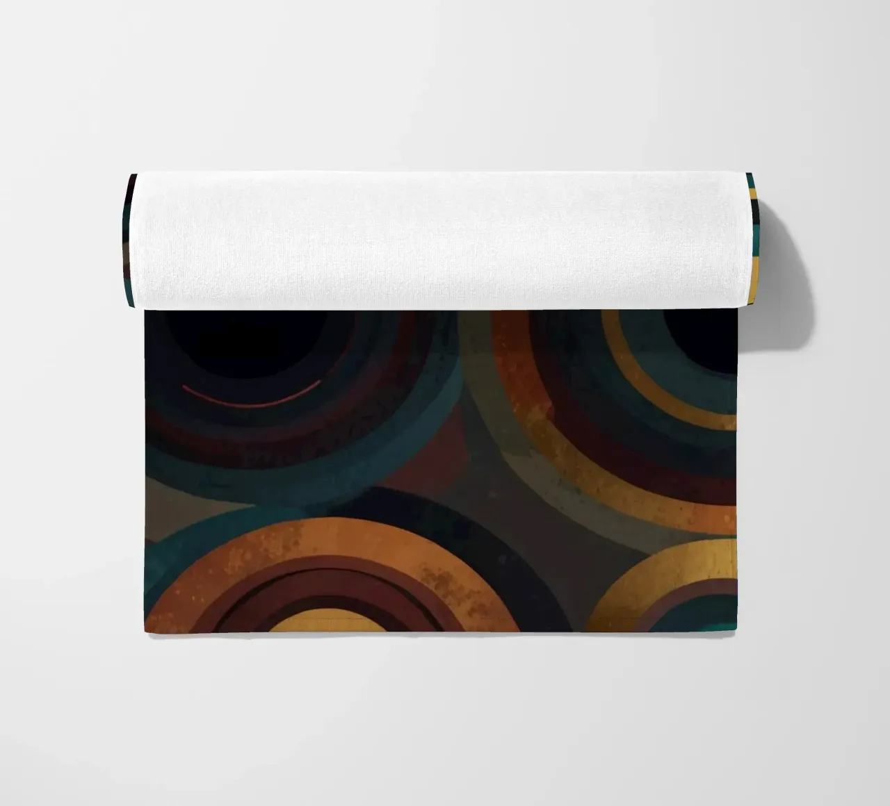geometric circles in vibrant patterns create a striking visu beach towel by DesignDoodle