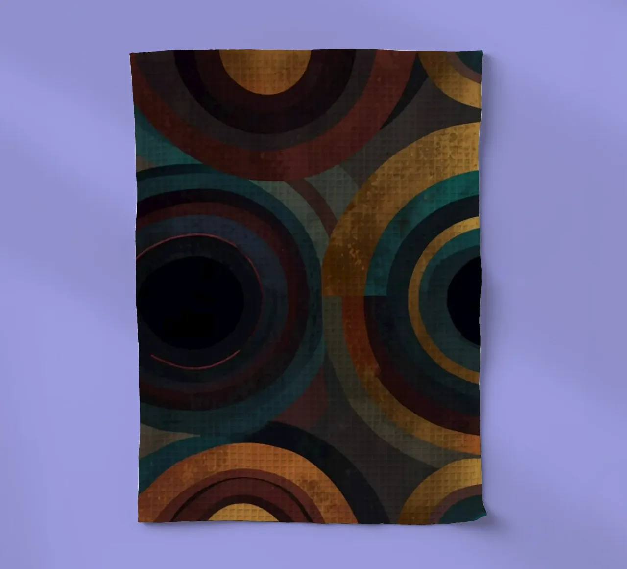 geometric circles in vibrant patterns create a striking visu tea towel by DesignDoodle
