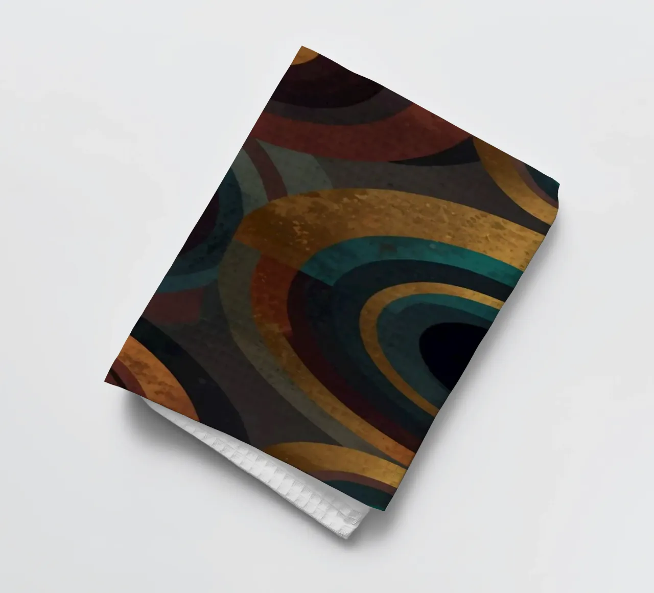 geometric circles in vibrant patterns create a striking visu tea towel by DesignDoodle