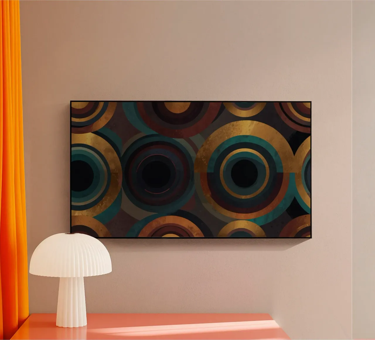 geometric circles in vibrant patterns create a striking visu acrylic glass by DesignDoodle