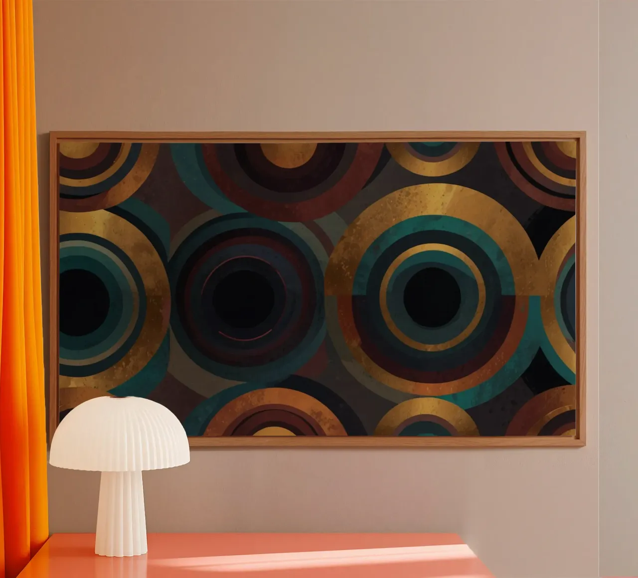 geometric circles in vibrant patterns create a striking visu alu-dibond by DesignDoodle
