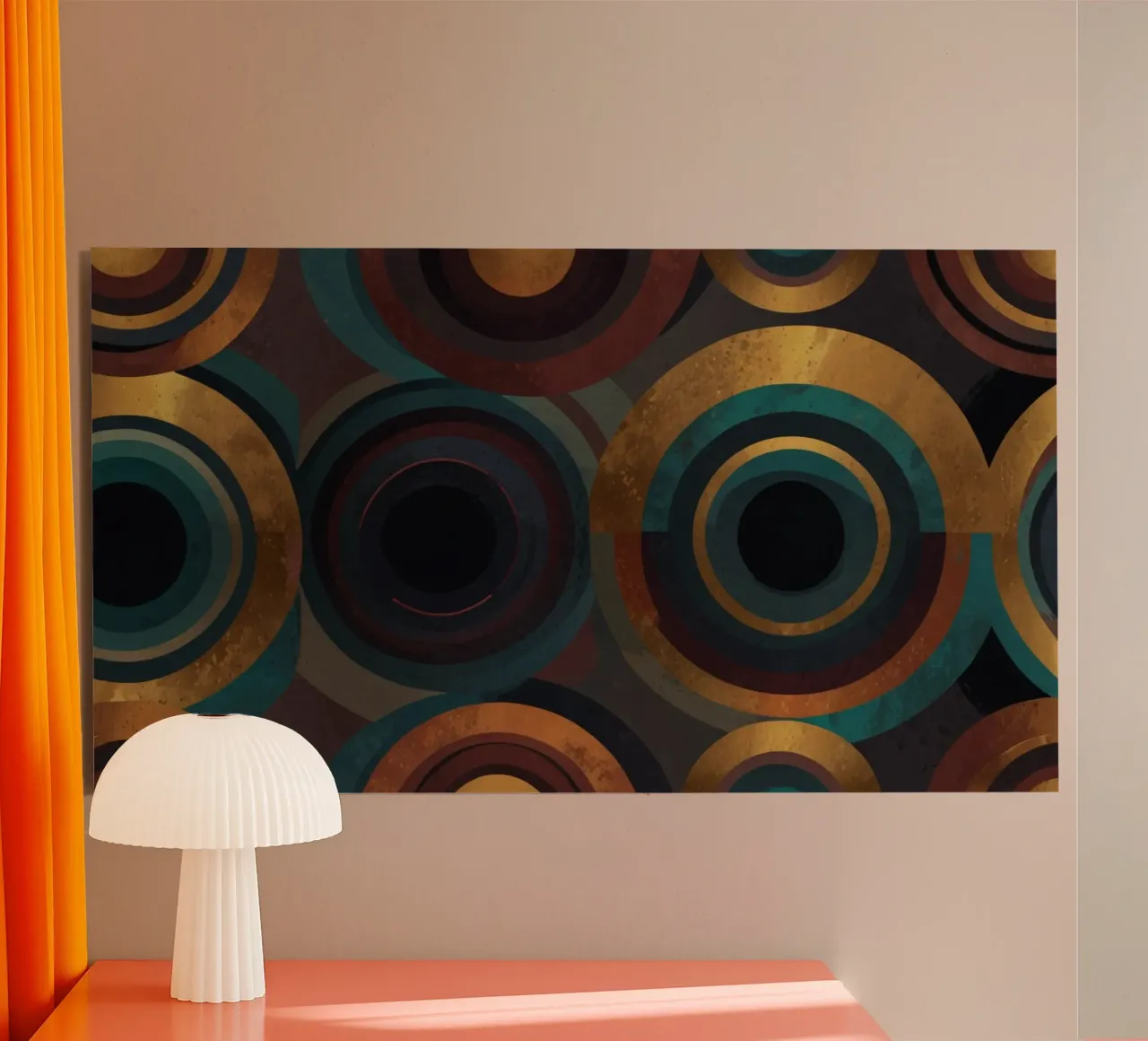 geometric circles in vibrant patterns create a striking visu alu-dibond by DesignDoodle