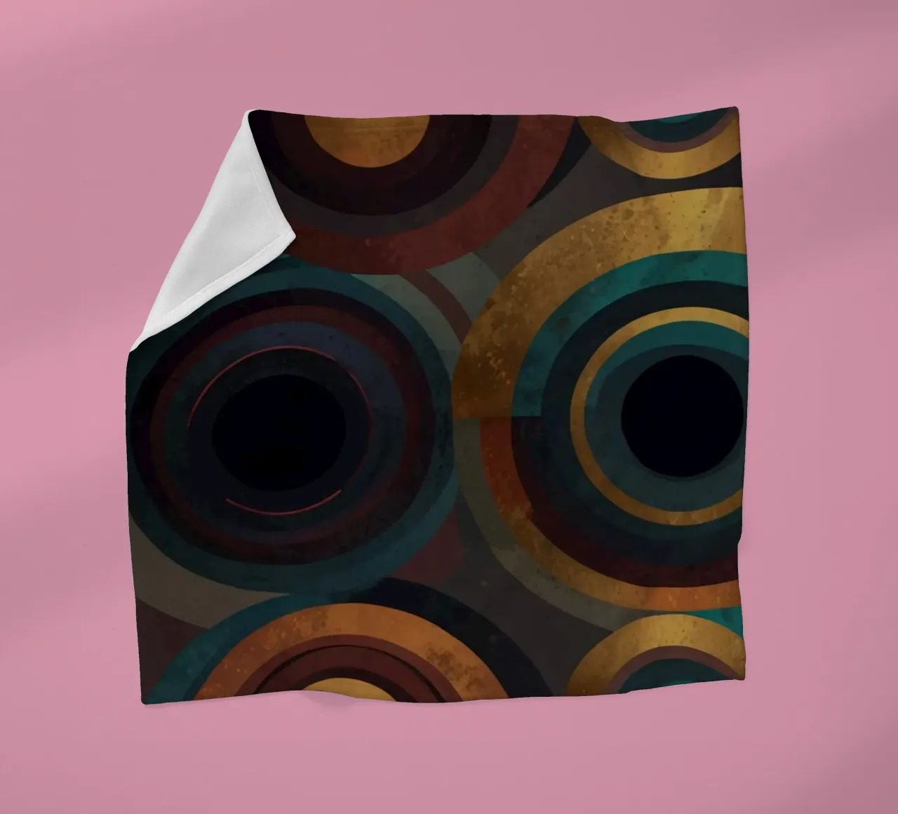 geometric circles in vibrant patterns create a striking visu fleece blanket by DesignDoodle