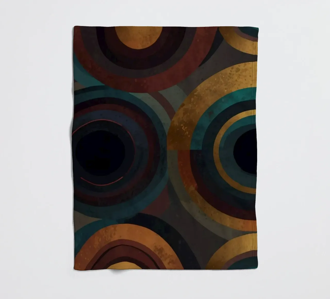 geometric circles in vibrant patterns create a striking visu fleece blanket by DesignDoodle
