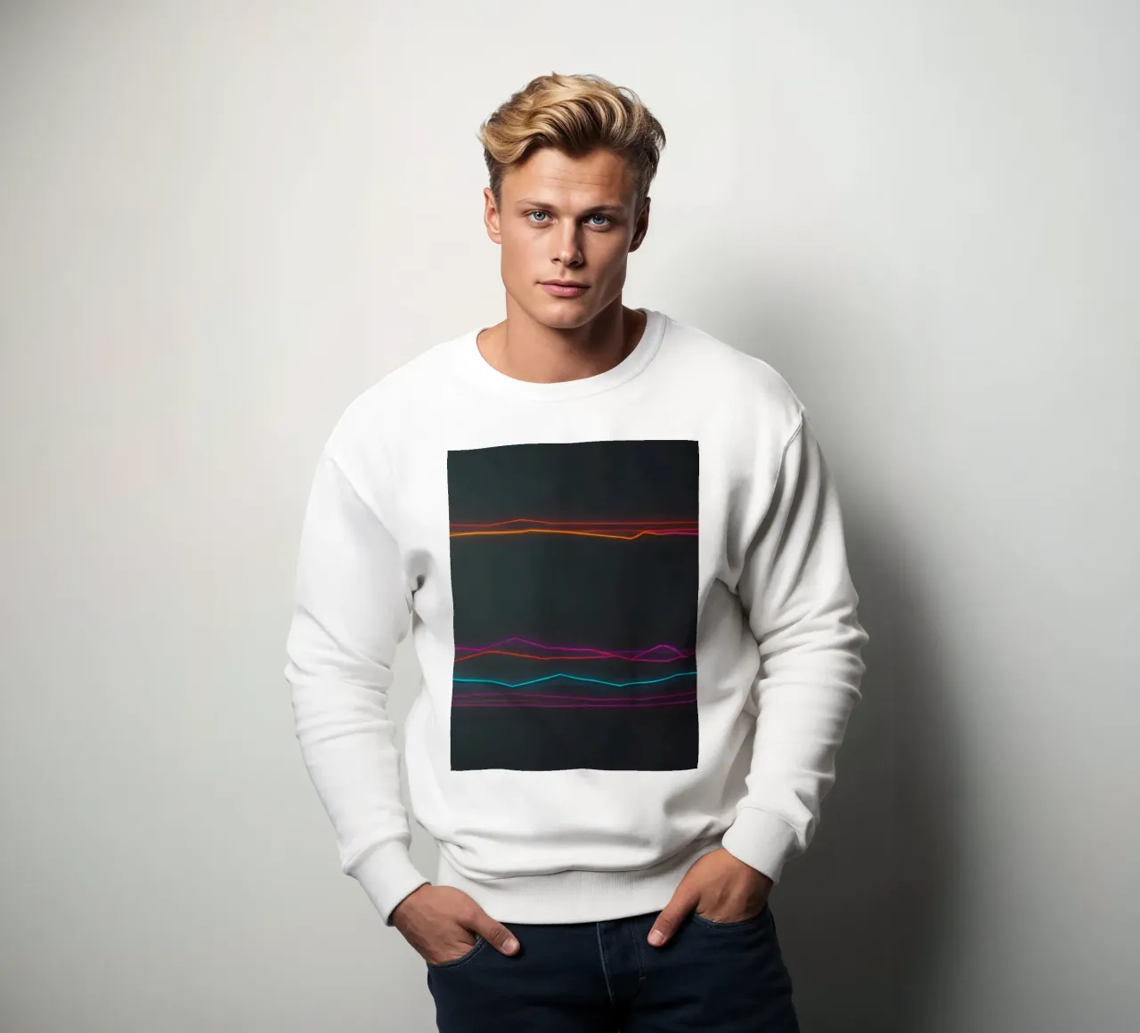 Colorful data visualization with lines representing fluctuat sweatshirt by DesignDoodle