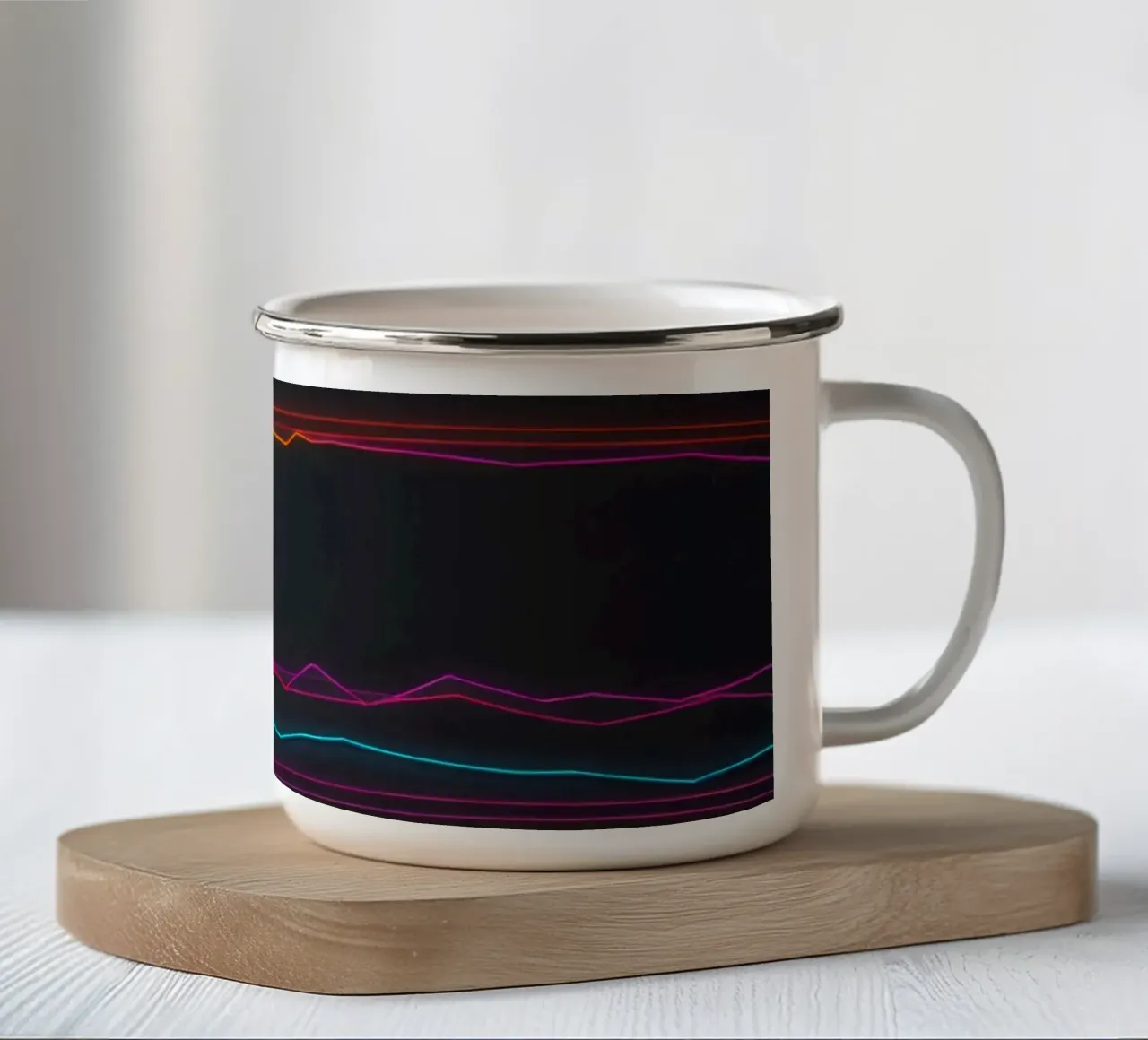 Visualizzazione colorata dei dati con linee che rappresentano le fluttuazioni tazza in smalto da DesignDoodle