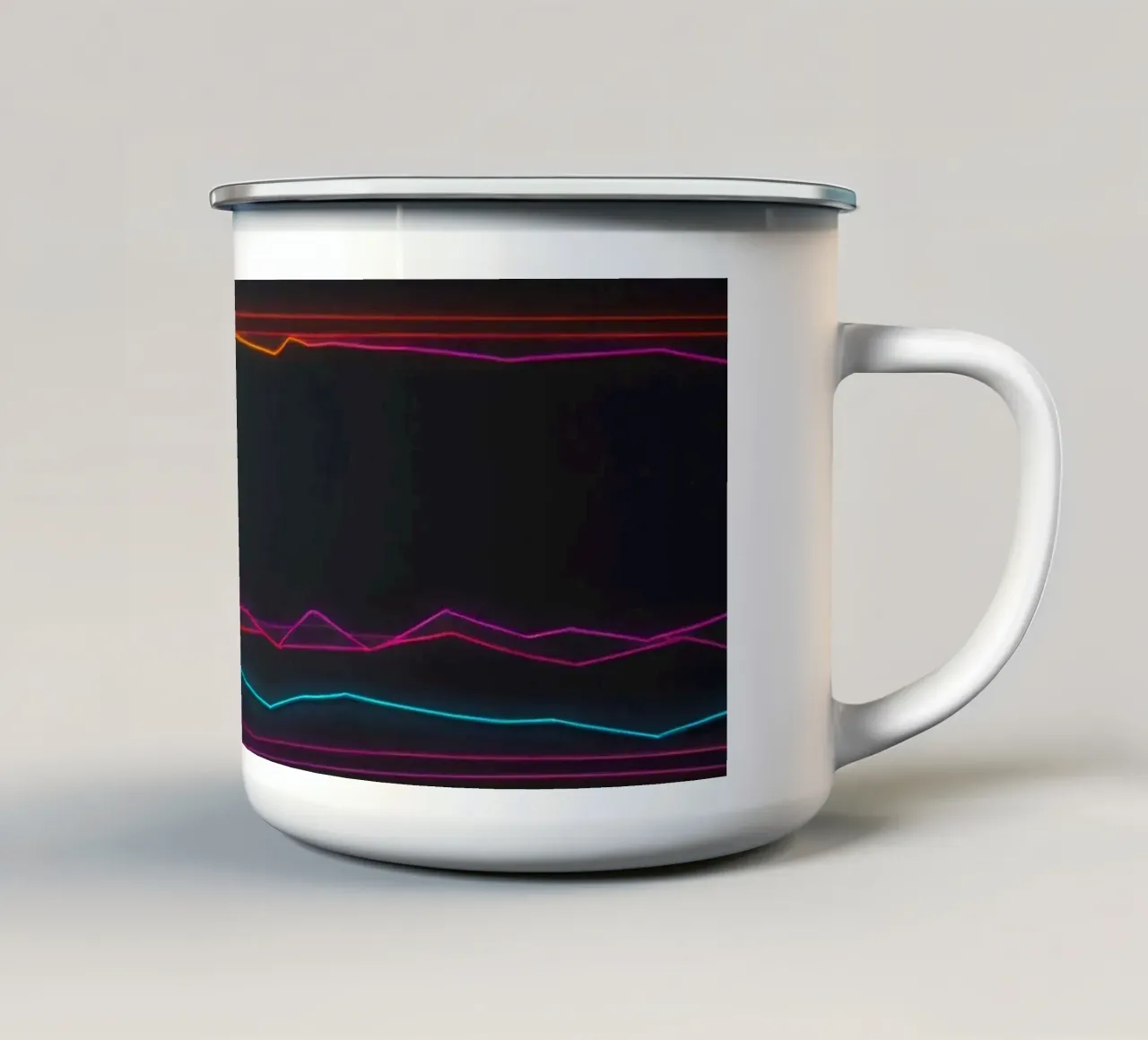 Visualizzazione colorata dei dati con linee che rappresentano le fluttuazioni tazza in smalto da DesignDoodle