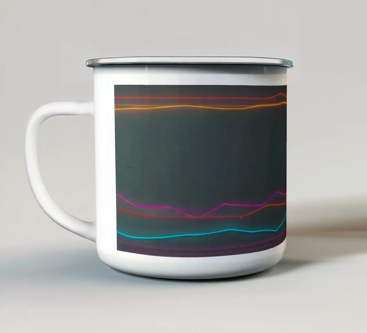 Visualizzazione colorata dei dati con linee che rappresentano le fluttuazioni tazza in smalto da DesignDoodle