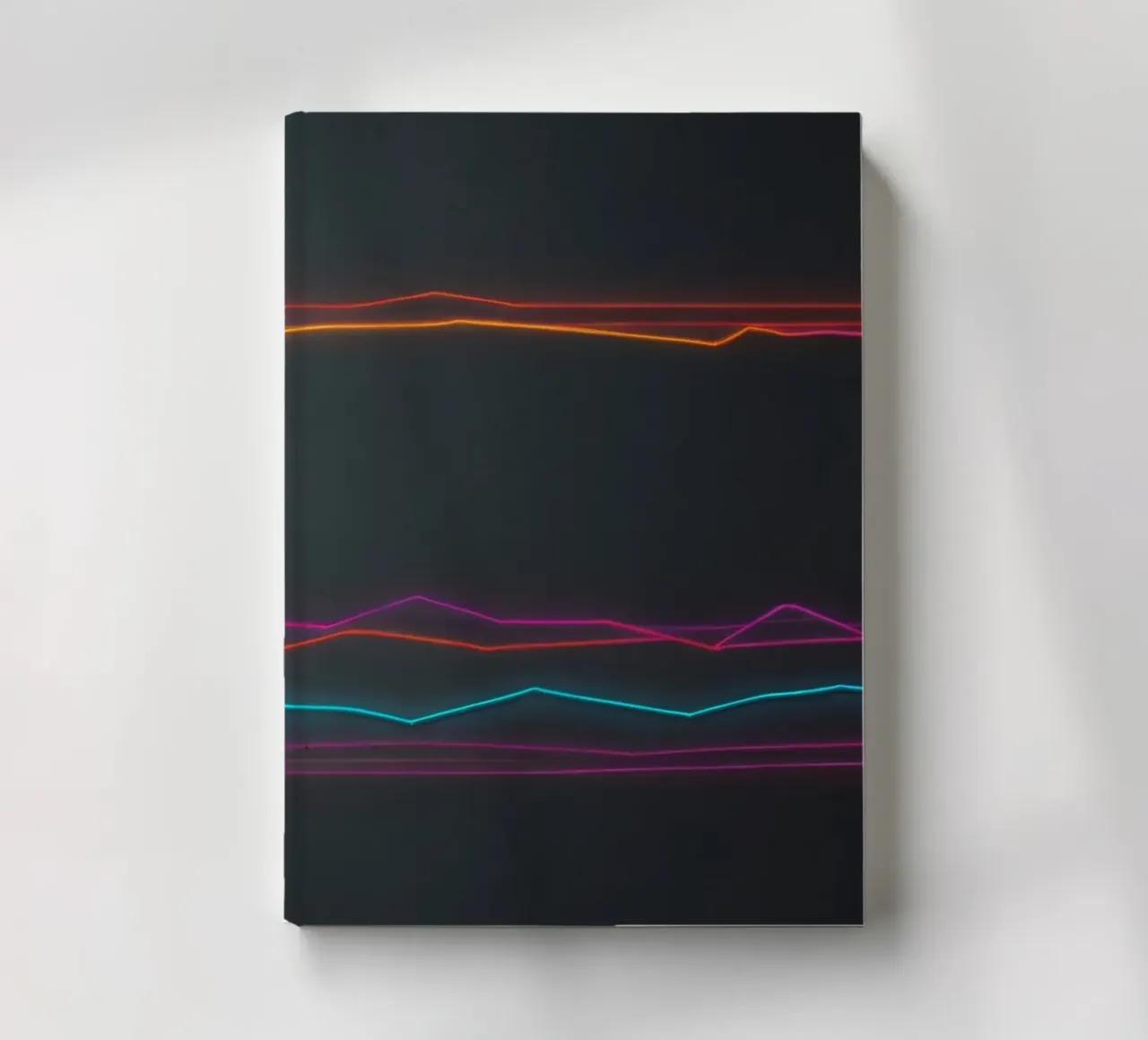 Colorful data visualization with lines representing fluctuat notebook by DesignDoodle