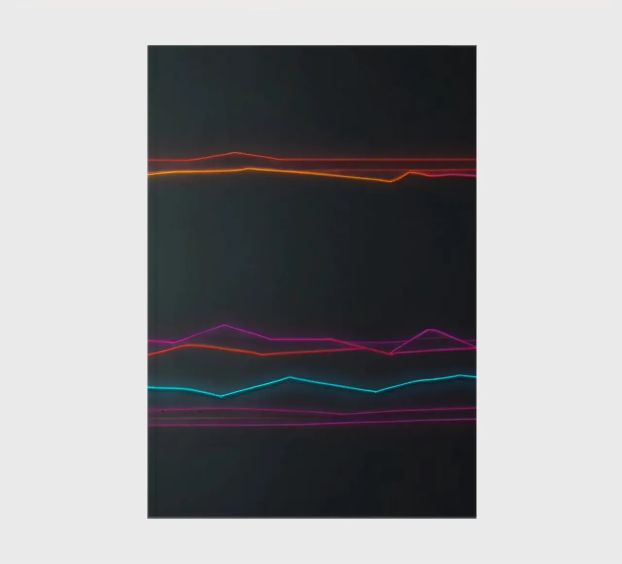 Colorful data visualization with lines representing fluctuat notebook by DesignDoodle