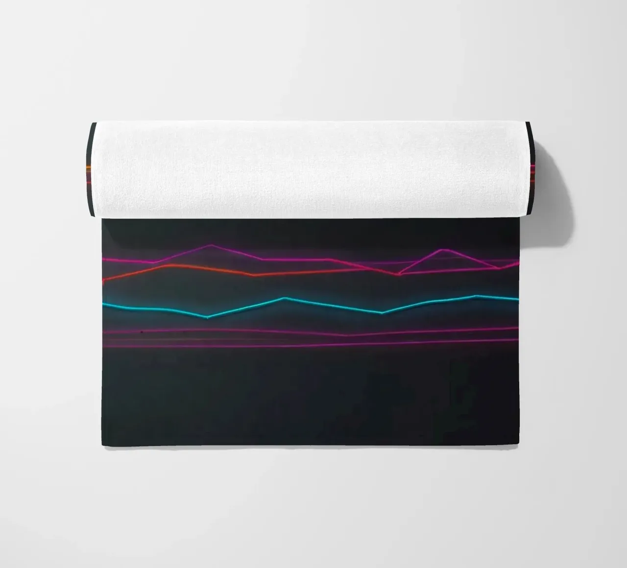 Colorful data visualization with lines representing fluctuat beach towel by DesignDoodle