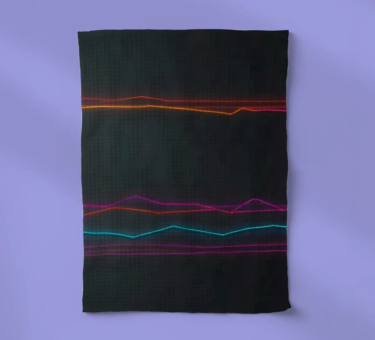 Colorful data visualization with lines representing fluctuat tea towel by DesignDoodle