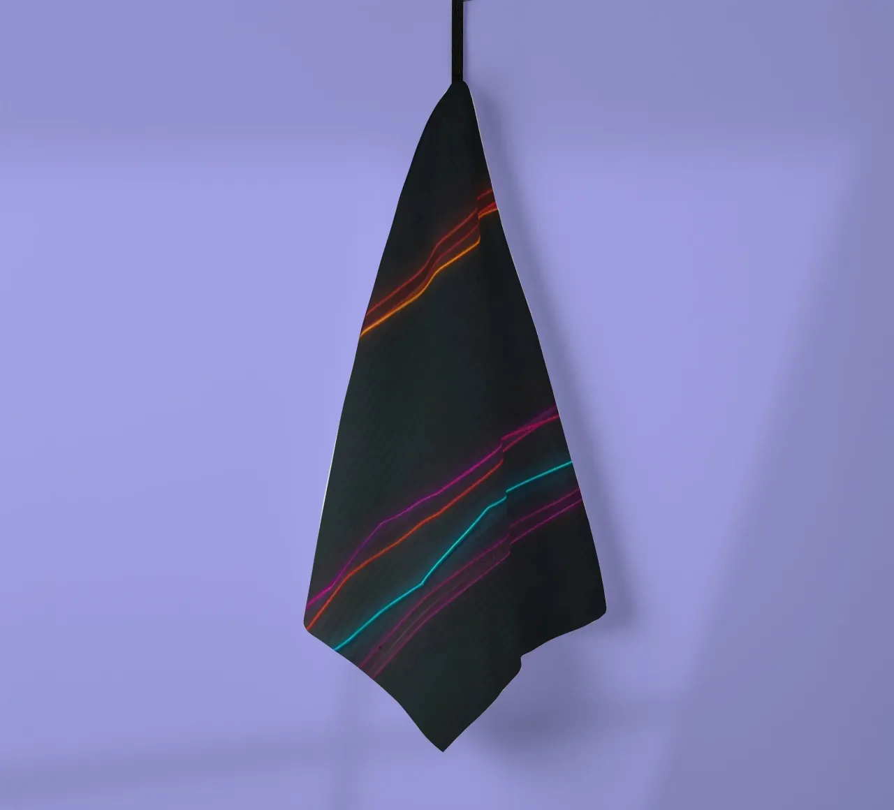 Colorful data visualization with lines representing fluctuat tea towel by DesignDoodle