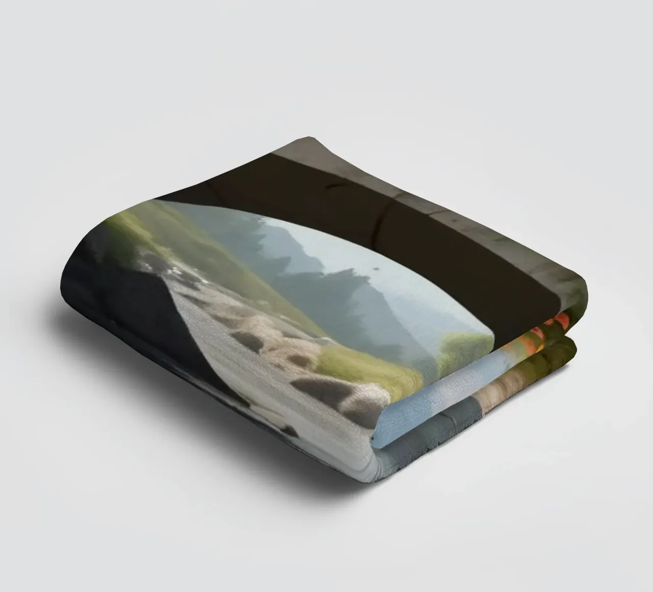 Un pont calme, orné de fleurs sauvages, enjambe serviette de bain de DesignDoodle