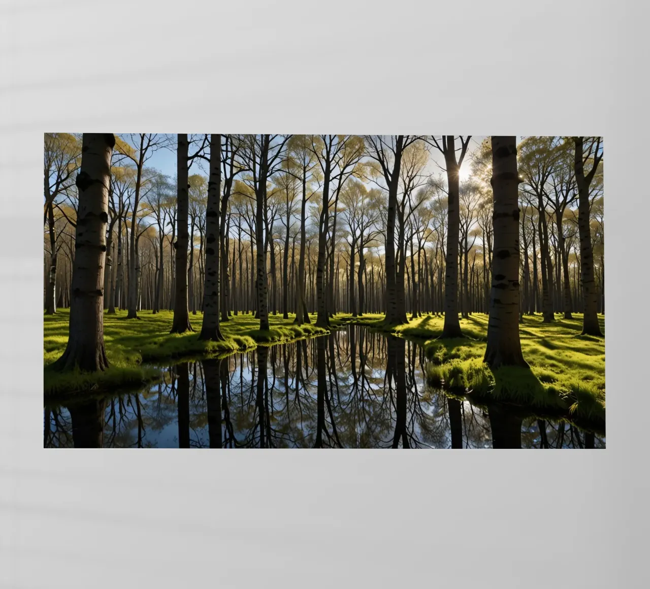 paesaggio forestale tranquillo con laghetto riflettente pellicola backlit da DesignDoodle