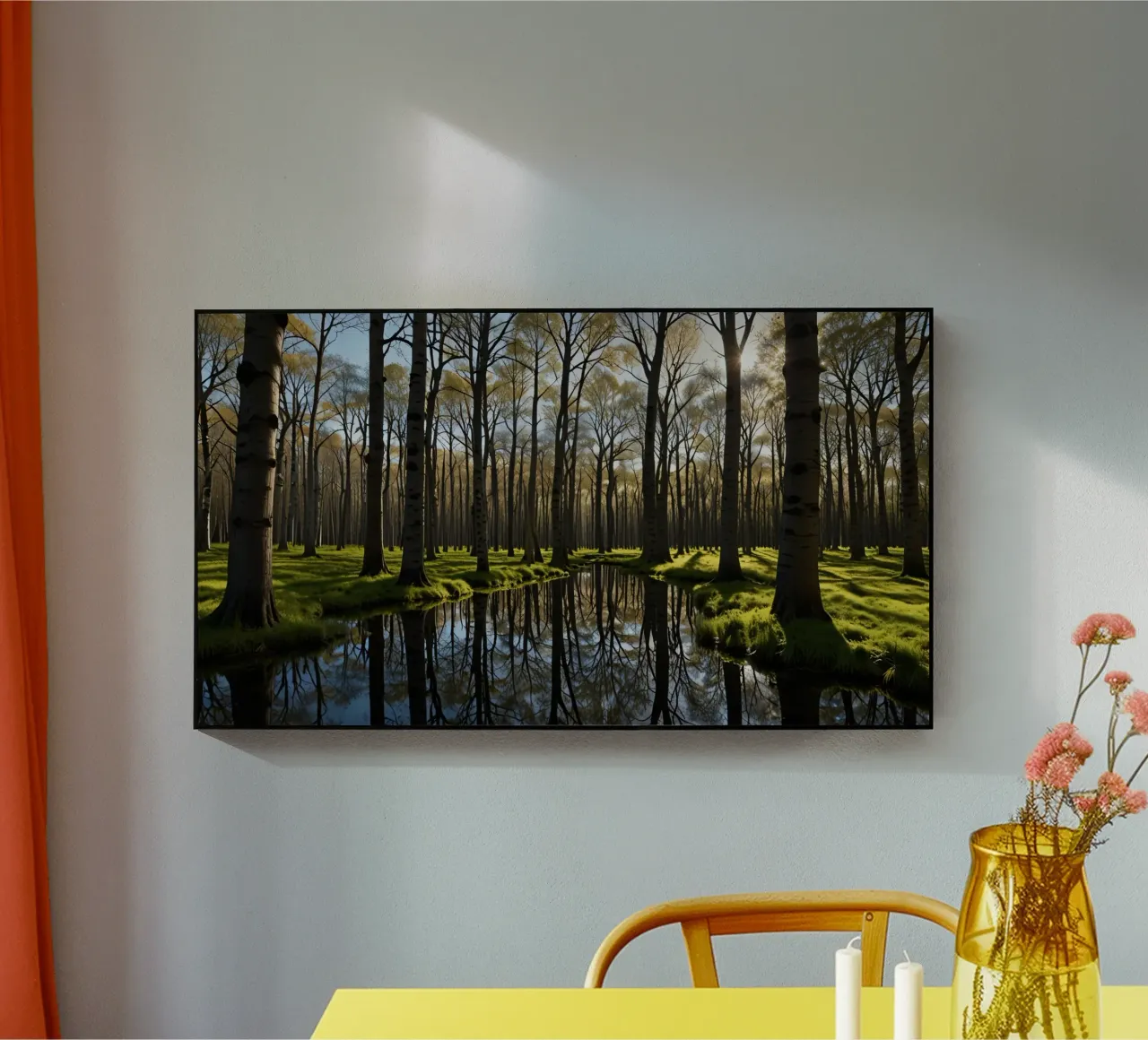 paesaggio forestale tranquillo con laghetto riflettente plexiglass da DesignDoodle