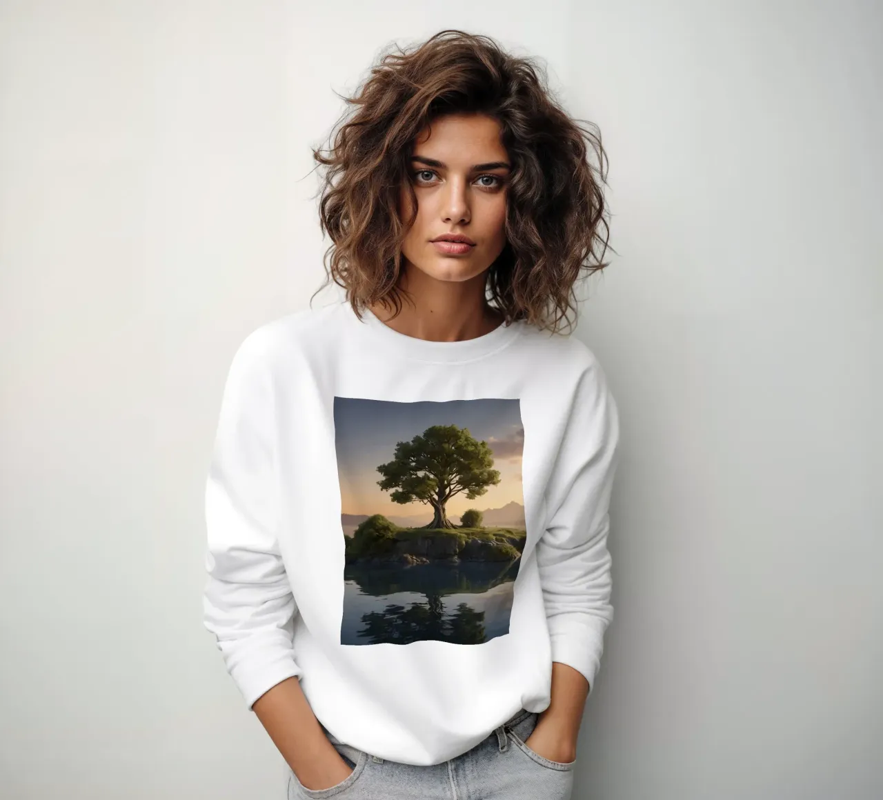 Vue matinale d'un arbre solitaire au sommet d'une petite île sweat de DesignDoodle