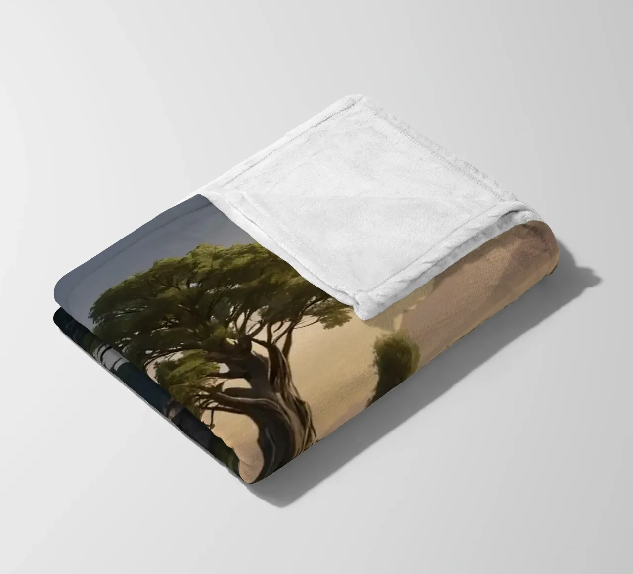 Una vista mattutina di un albero solitario in cima a una piccola isola coperta in pile da DesignDoodle
