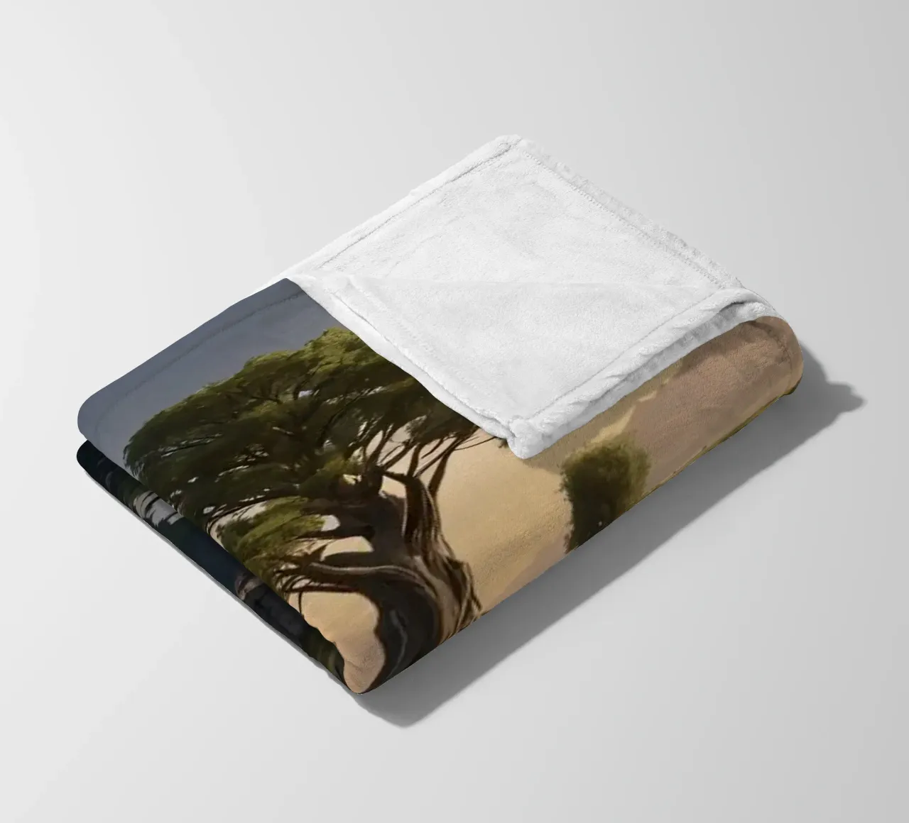 Una vista mattutina di un albero solitario in cima a una piccola isola coperta in pile da DesignDoodle