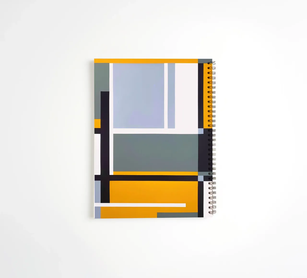 Rhythms in Yellow and Grey Geometry spiral notebook by Artbyvo